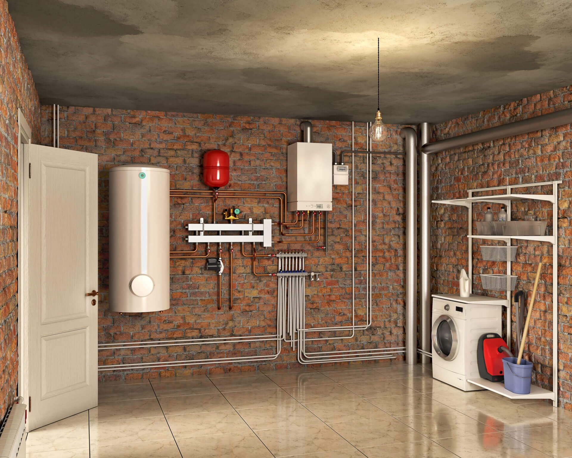 Basement system properly ran and organized to prevent future basement problems.